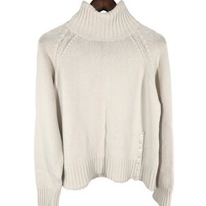 Vintage Coldwater Creek Cream Ivory Thick Cotton Turtleneck Sweater Size 1X